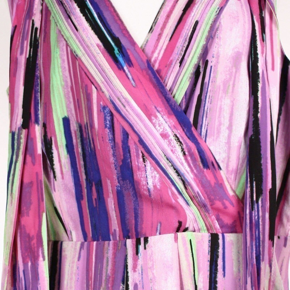 Vintage Catherine Malandrino Colorful Sleeveless Wrap Sash Dress, Sz 8 -Hey Viv - Picture 6 of 8